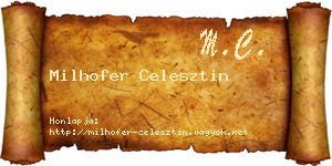 Milhofer Celesztin névjegykártya